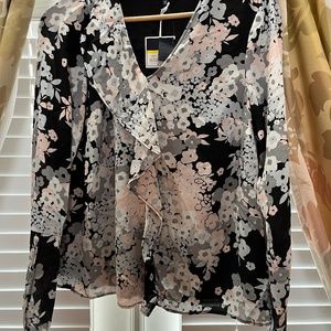 NWT Kaari blue Floral Blouse